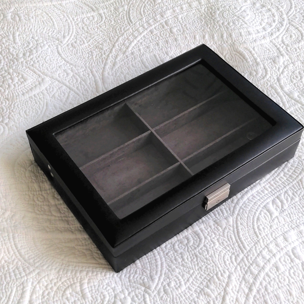 TECHSWISS Eyeglasses & Sunglasses Storage Case in Black Leather